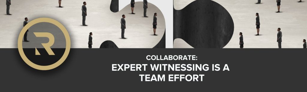 Business collaboration concept with two puzzle pieces coming together with business people standing on top