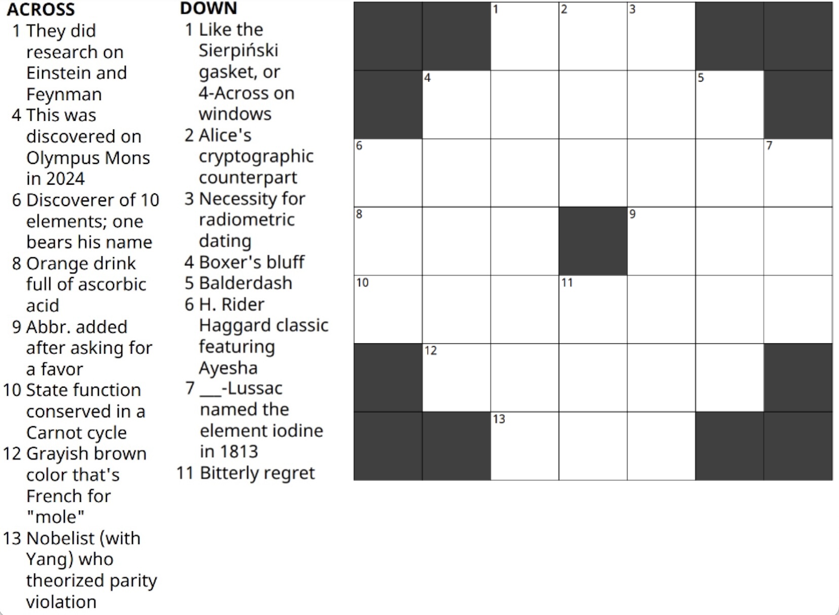 Physics Crossword Puzzle Round Table Group
