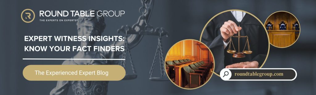 Jury box, judge's gavel and judge's seats in a courtroom.