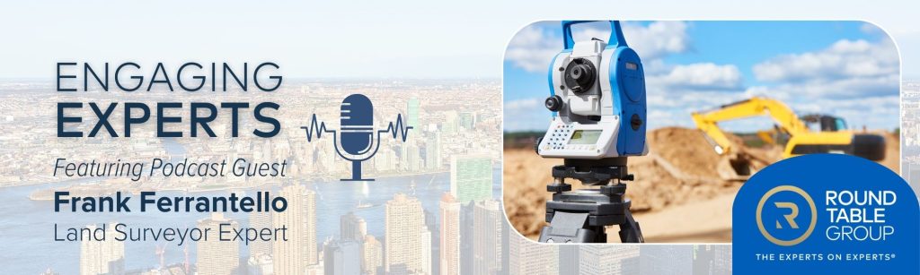 land survey machine image and separate image of the New York skyline.