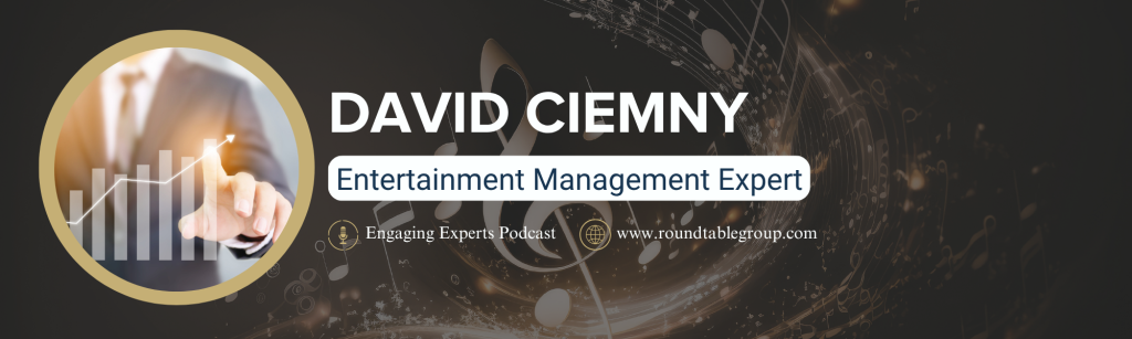 Musical notes in background. Business development idea with business man showing increased in a graph.